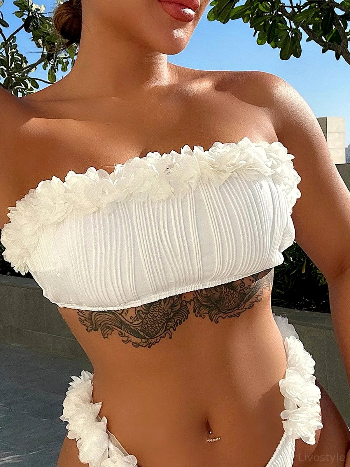 Applique Tie Back Two-Piece Bikini Set